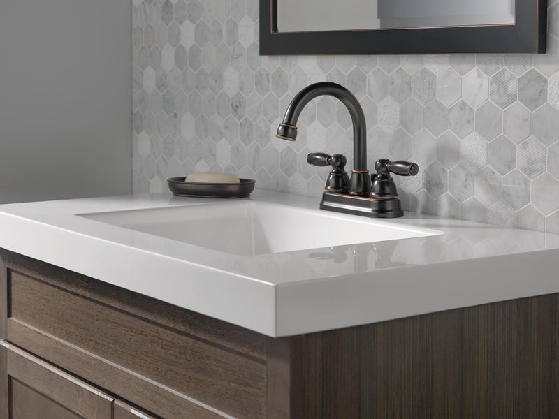 Peerless Claymore Centerset Bathroom Faucet, Oil Rubbed Bronze Bathroom Sink Faucet, 2 Handle Bathroom Faucet, Pop-Up Drain Assembly, Oil Rubbed Bronze P299685LF-OB - Image 4